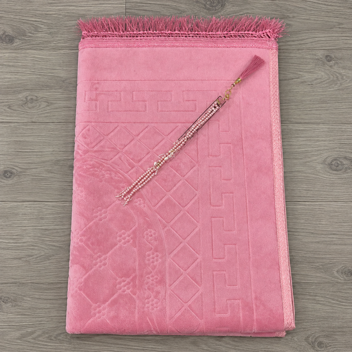 XL-Gebetsteppich Rosa – ca. 80 x 120 cm (inkl. passendem Tesbih)
